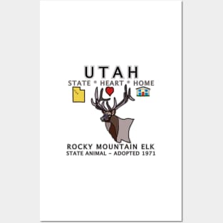 Utah - Rocky Mountain Elk - State, Heart. Home - state symbols Posters and Art